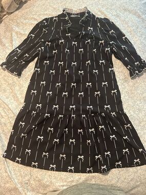 Black Palm-Print Midi Dress – Classic Womenswear